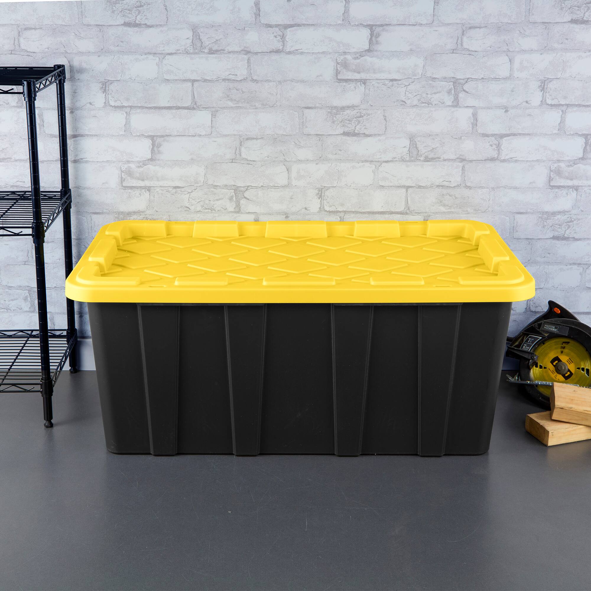 Alt View 2. Sterilite - Sterilite 38 Gallon Industrial Stackable Storage Tote Lidded Containers, 12 Pack - Yellow.