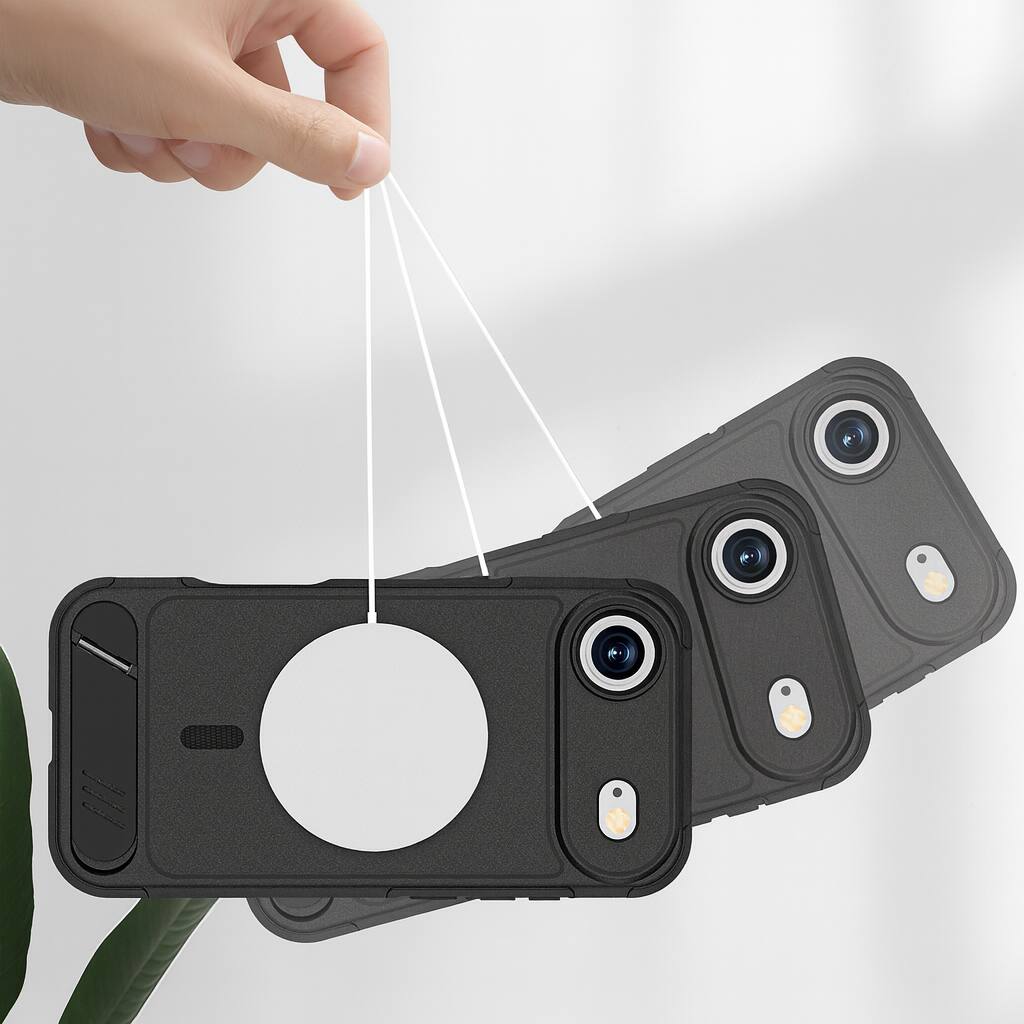 Back. SaharaCase - Apple iPhone Air Kickstand Case | Anti-Slip Grip | Compatible with Magsafe | Shock Absorbing Corners | Venture Series - Black.