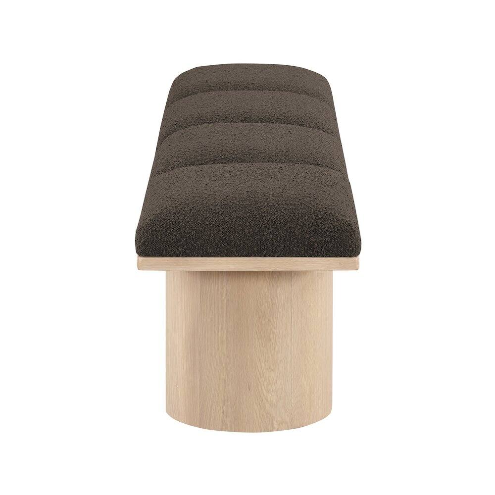 Alt View 2. Meridian Furniture - Pavilion Brown Boucle Fabric Bench - Brown.