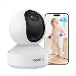 Reolink - E1 Zoom 4K 8MP Dual-Band WiFi 360° PTZ Indoor Camera, Auto-Track 3×Optical 2-Way Audio Bluetooth Security Camera - White