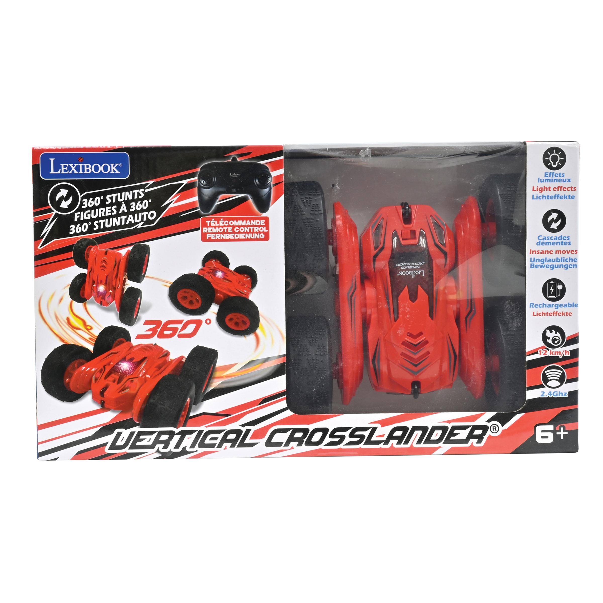 LEXIBOOK 360 STUNTS 360 FIGURES 360 STUNTAUTO  
TÉLÉCOMMANDE REMOTE CONTROL FERNBEDIENUNG  
CRESSLANDER 20 - LEXIBOOK  
Effets lumineux Light effects Lichteffekte Cascades d'émotions Insane moves Unglaubliche Bewegungen  
360  
Rechargeable Lichteffekte 12 km/h  
2.4Ghz  
VERTICAL CROSSLANDER 6+