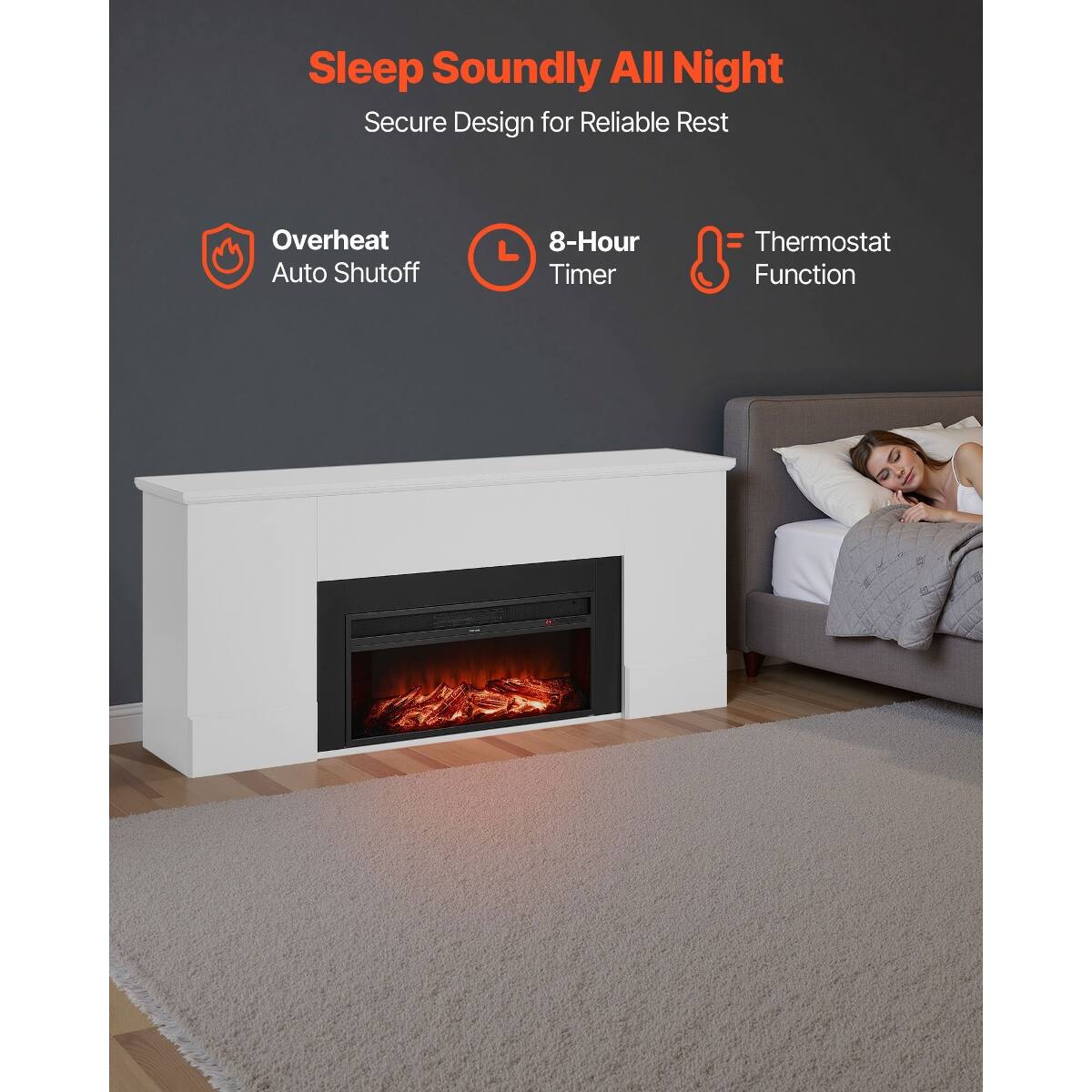 Sleep Soundly All Night  
Secure Design for Reliable Rest  
Overheat Auto Shutoff  
8-Hour Timer  
Thermostat Function