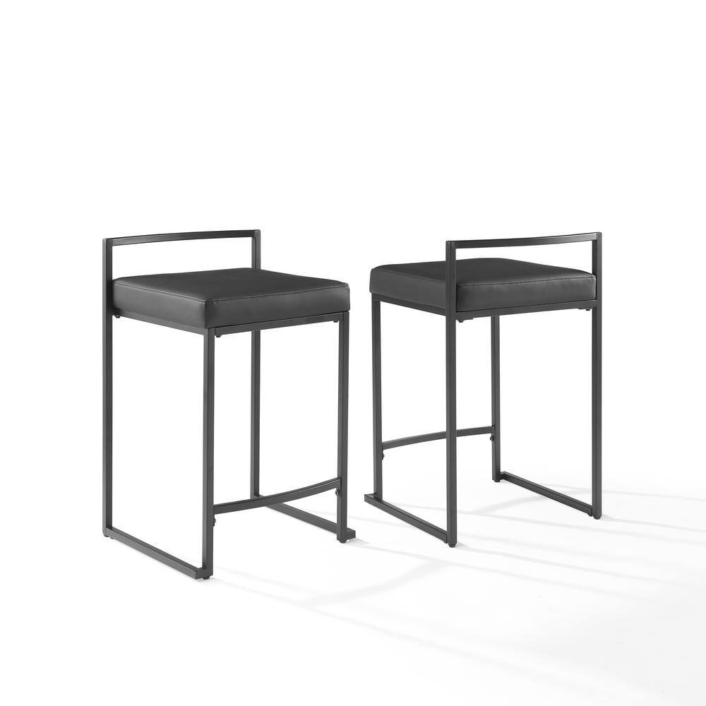 Back. Crosley Furniture - Harlowe 2-Piece Counter Height Bar Stool Set - 2 Stools - Black.