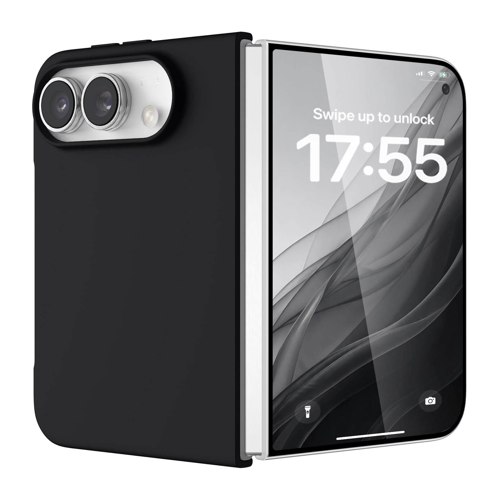 Ornarto - for iPhone Duo Case, Magnetic Slim Liquid Silicone Soft Gel Rubber Shockproof Protective Case - Black