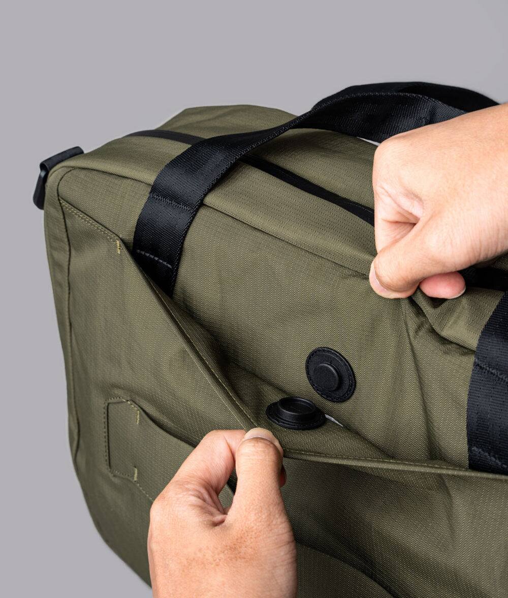 Alt View 4. ALPAKA - Bravo Brief 16 Inch Laptop Briefcase,Messenger Bag for Men and Women, Business Shoulder Bag for Work Travel - Green Axoflux 400D Ripstop Nylon.