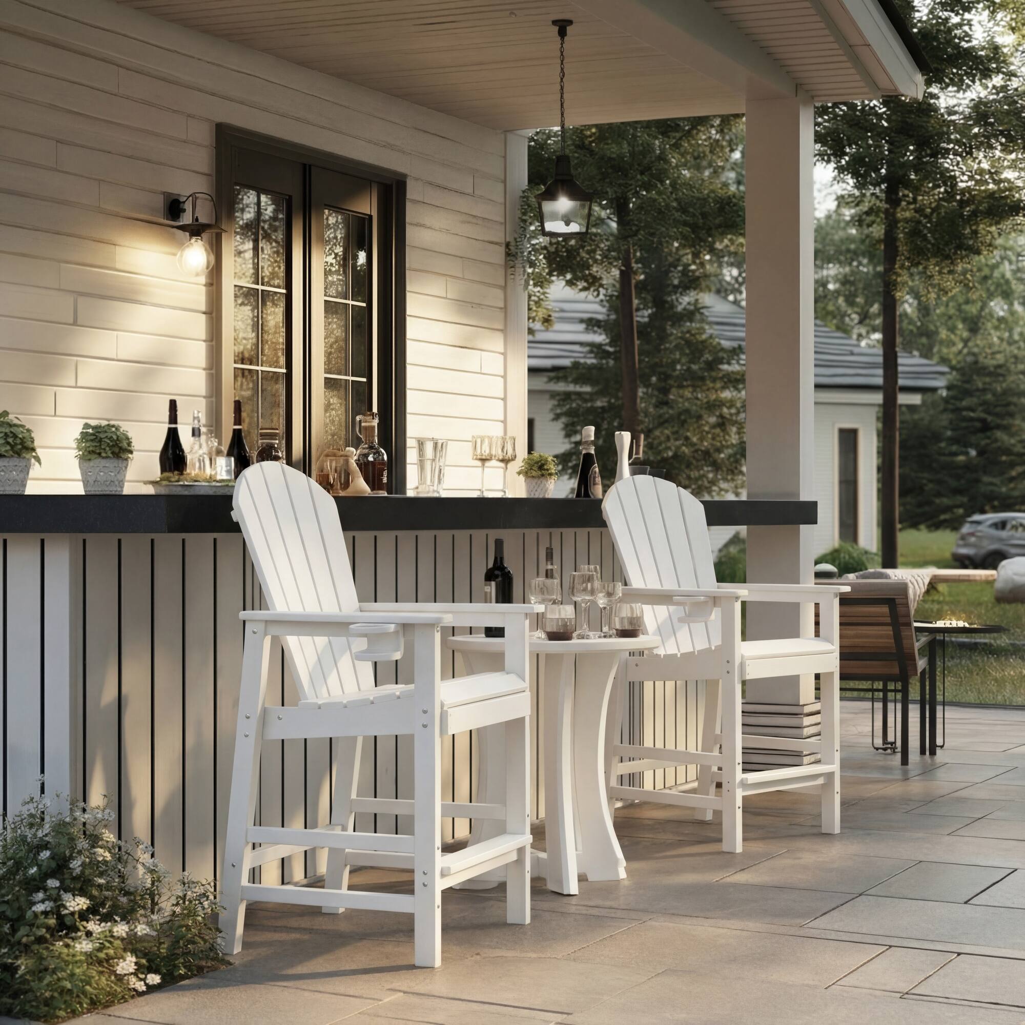 Alt View 6. Boyel Living - HDPE Bar Height Adirondack Chair with Armrests and Cup Holder - White.