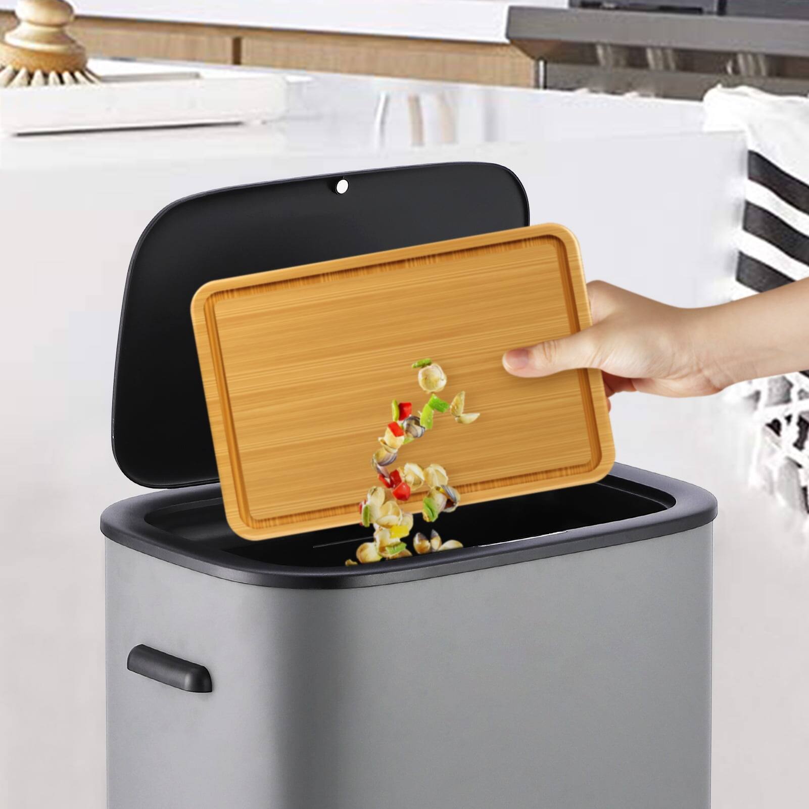 Alt View 2. Homhougo - 13 Gallon Automatic Trash Can with Lid, Smart Motion Sensor Bin for Bedroom, Bathroom, Kitchen, Office - Grey.