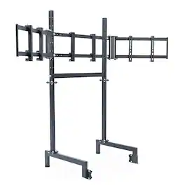 Dardoo - Triple Monitor Mount Stand Fits 50mm Round Tube Racing Simulator Cockpit - Black