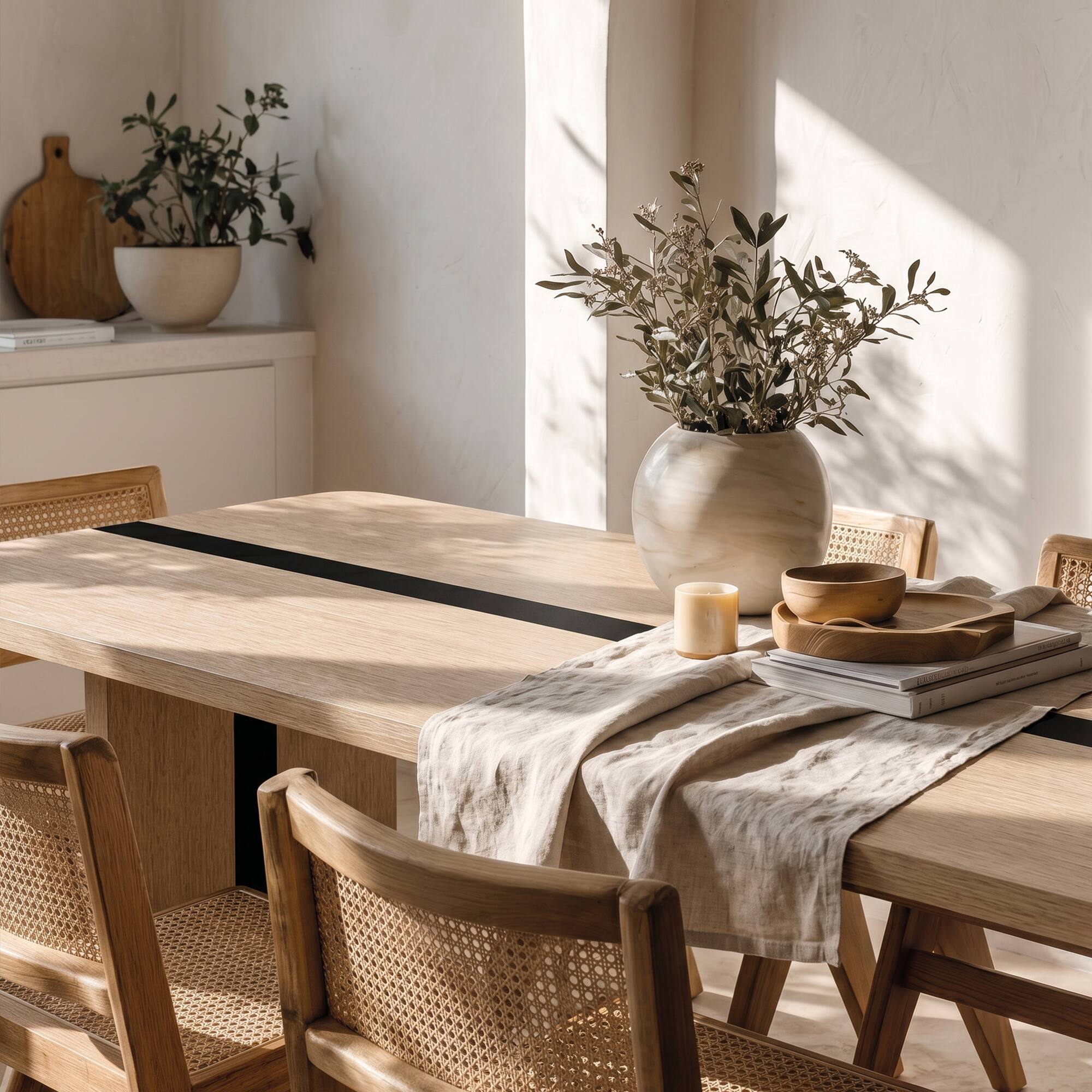 Alt View 4. Homsee - Wood Veneer Large Desk Table 86.6", Modern Dining Table for Home Office 8 Seat, Natural Finish for Dining & Working - Wooden.
