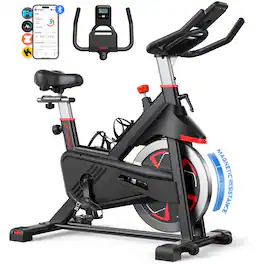MERACH - S38 Pro Exercise Bike Magnetic Indoor Cycling Bike 40 lbs Flywheel Free APP, Stationary Bike for Cardio Workout - S38 - Magnetic