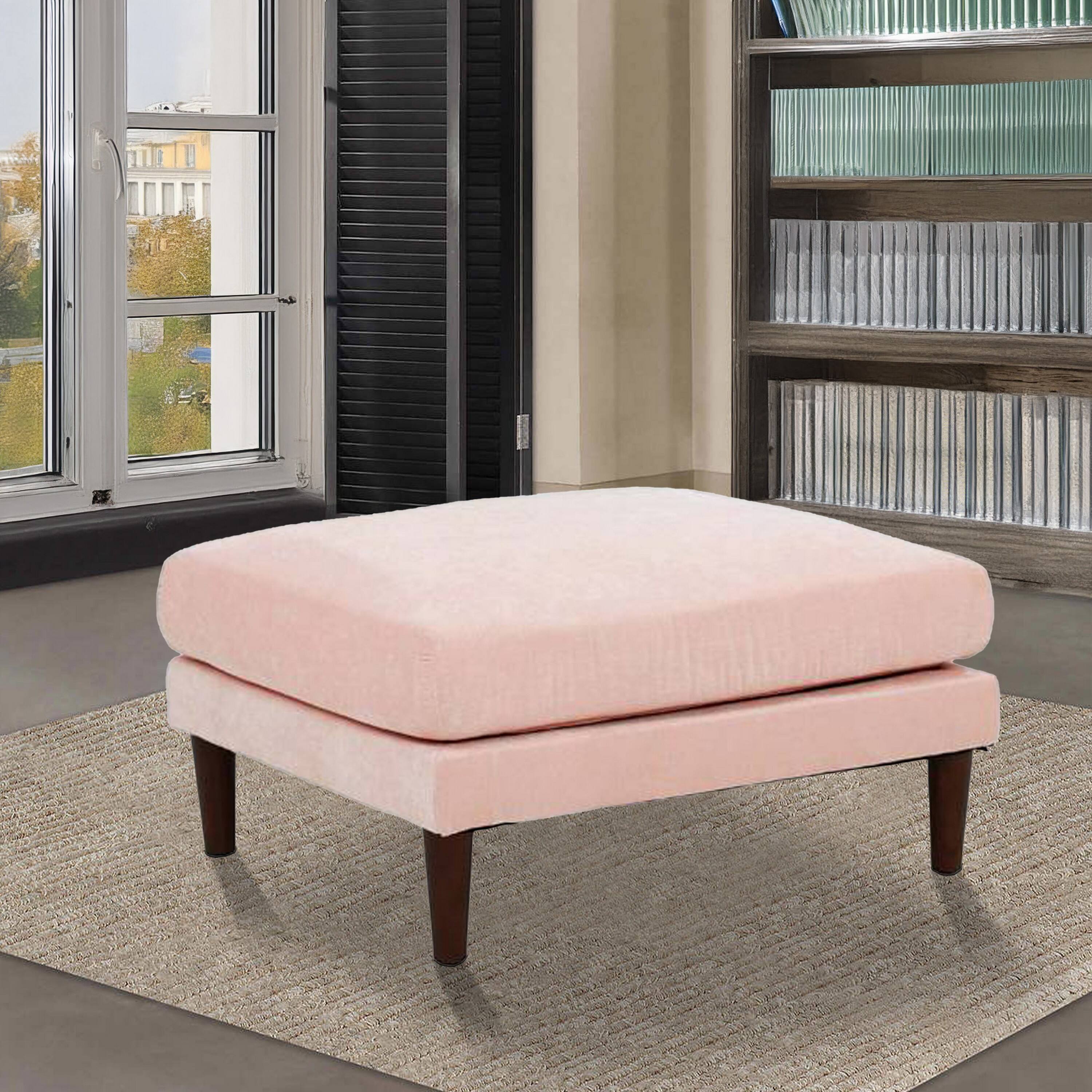 Alt View 5. Manhattan Lane - Rio 32 Inch Modular Ottoman, Box Cushion Seat, Wood Legs - Blush Pink.