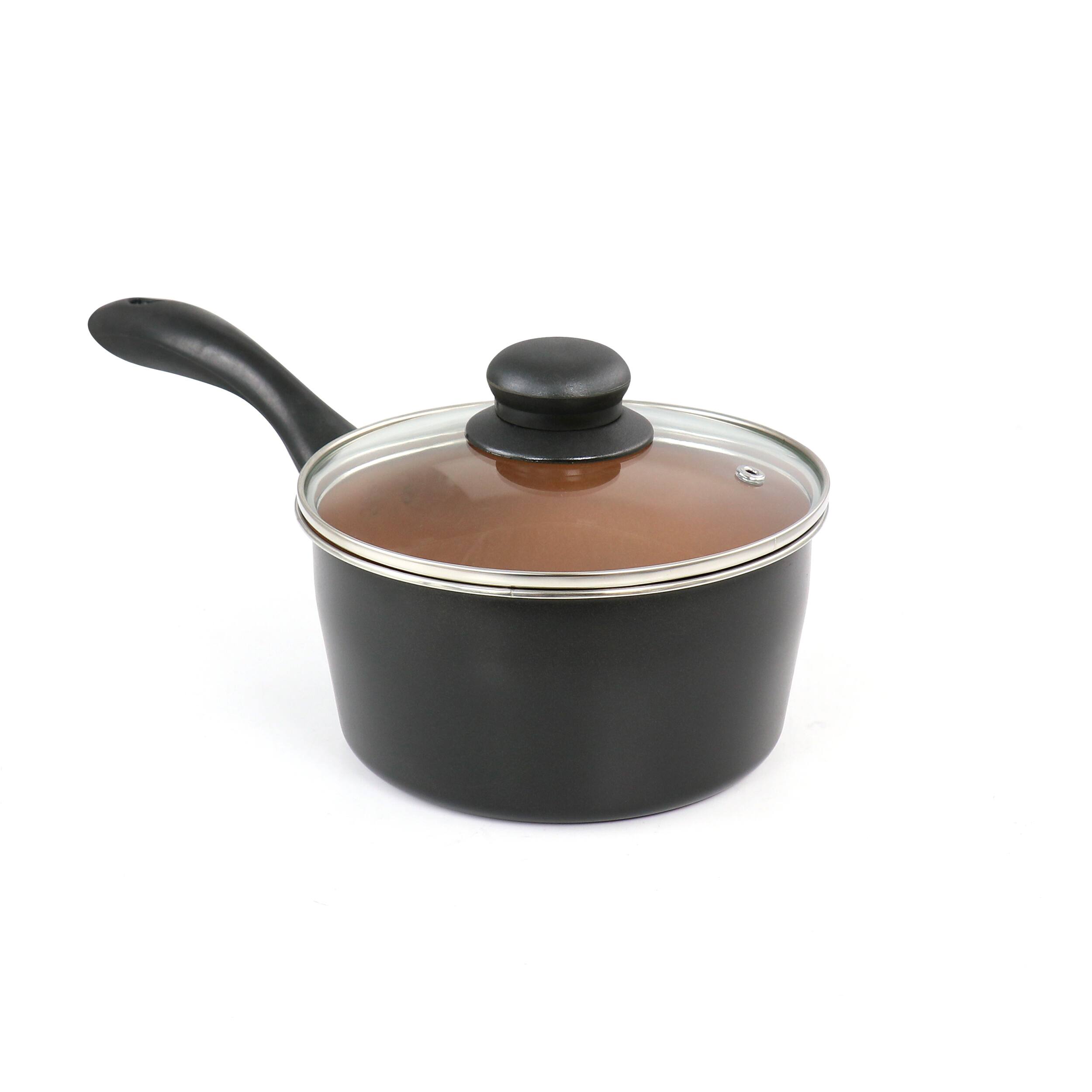 Alt View 3. Gibson - Gibson Home Armada 7 Piece Carbon Steel Nonstick Cookware Set in Black and Copper - Black.