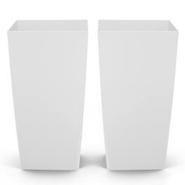 VEVOR - Tall Planters Set of 2, 30 Inch Large Outdoor Taper Planters for Outdoor Indoor Plants, Front Porch Plastic Modern - White