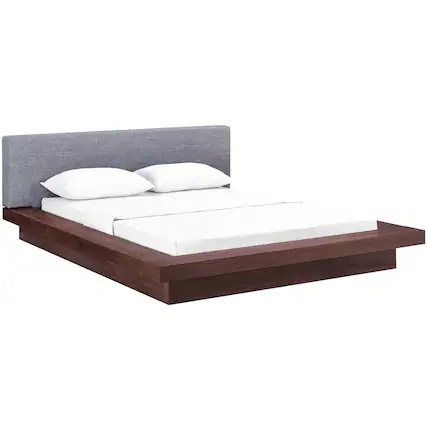 Front. Modway - Freja Fabric Queen Platform Bed - Gray.