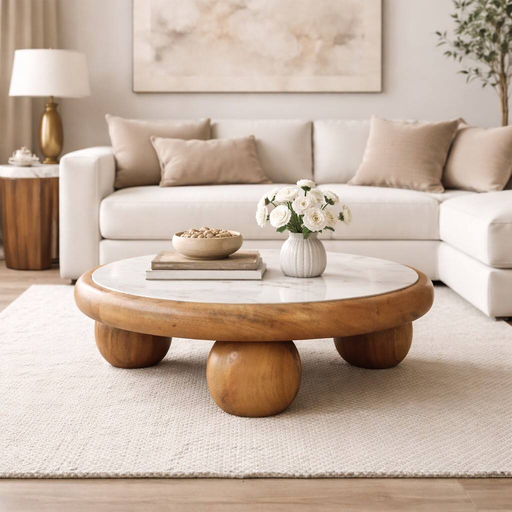 Artisan Furniture - Solid Wood Bola Round Coffee Table - Brown price history on PriceWatchPro