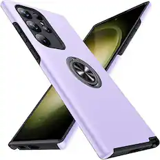 Front. Entronix - Entronix Case Compatible with Galaxy S23 Ultra - 360º Circular Ring Gripstand - Purple.