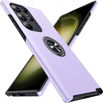 Front. Entronix - Entronix Galaxy S23 Ultra Case with 360º Circular Ring Gripstand - Purple.