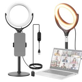 Neewer - 7" Desk Ring Light, 10W Bi-Color CRI95+, w/ Stand & Holder, RL7B