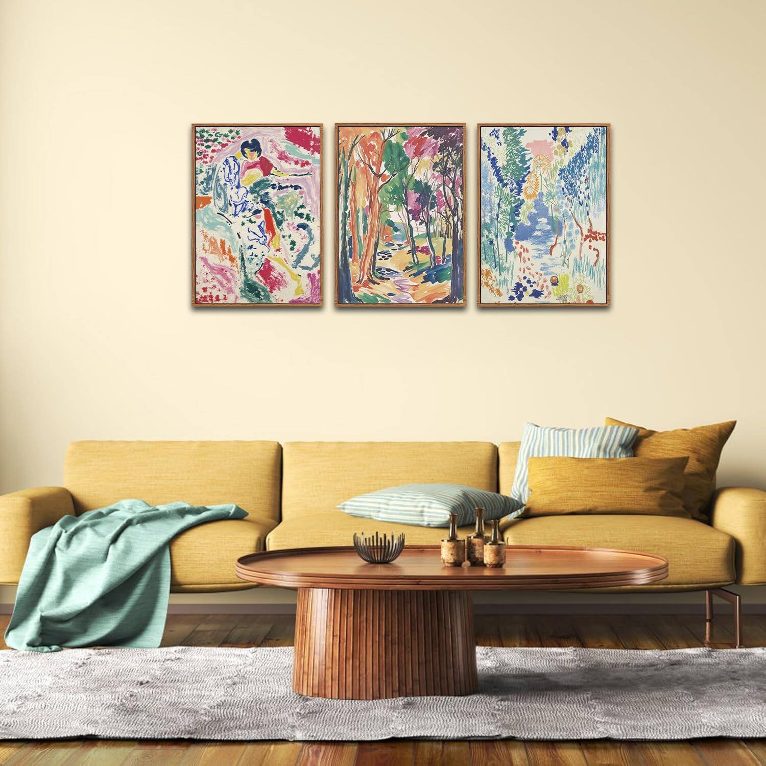 Alt View 2. Hirose Alice - CHDITB Matisse Gallery Framed Canvas Wall Art Set Large Museum Exhibition Wall Decor Abstract Matisse Garden - Geometric Floral 16"L x 24"W.