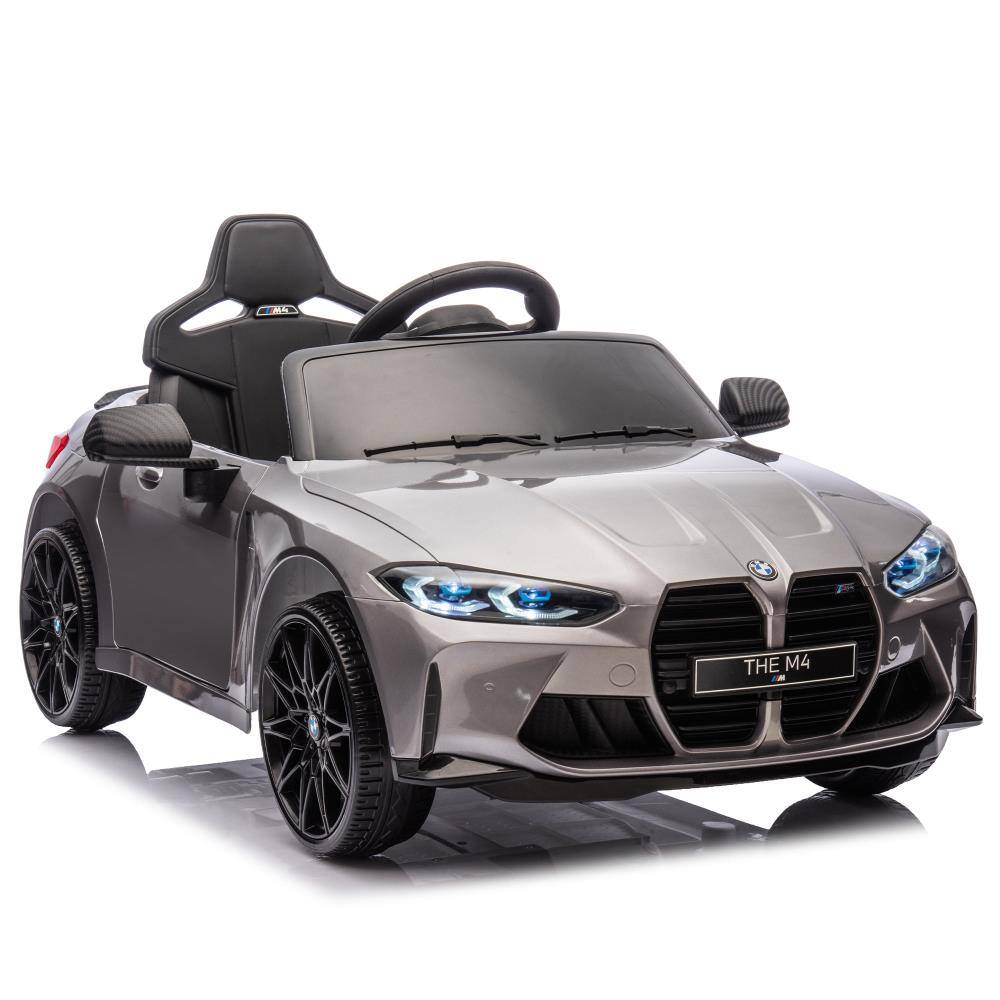 Alt View 2. BreeBe - BMW M4 24V Kids Ride On Car w/ 2.4G Remote, 3 Speeds, USB, MP3, Bluetooth, LED Lights, Power Display, Portable Handle - Silver.