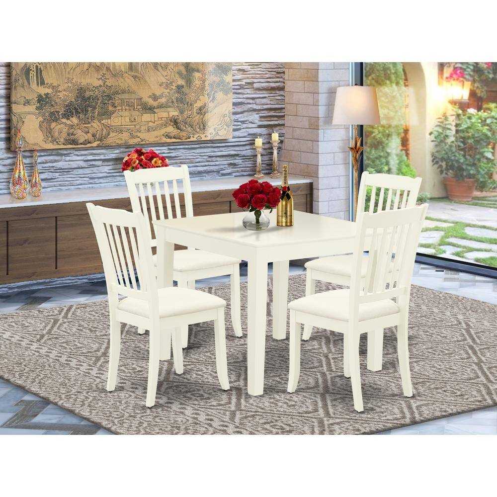 Left. East West Furniture - Dining Room Set Linen White - Brown.