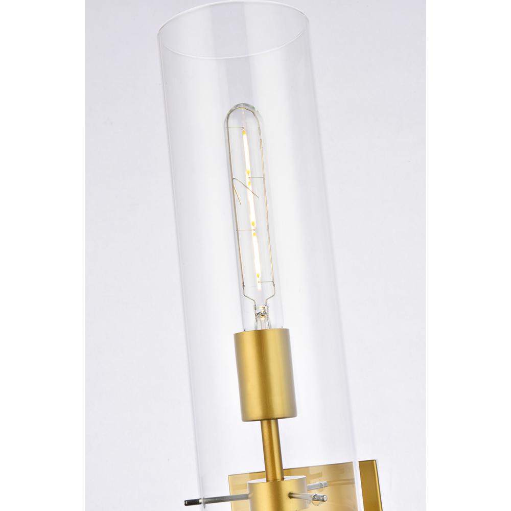 Alt View 1. Living District - Savant 1 light brass wall sconce - Brass And Clear.