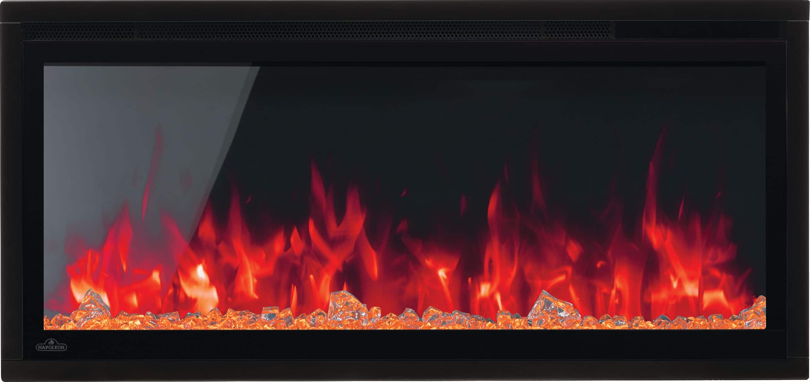 Front. Napoleon - Entice 36-Inch Wall-Hanging Electric Fireplace - Black.