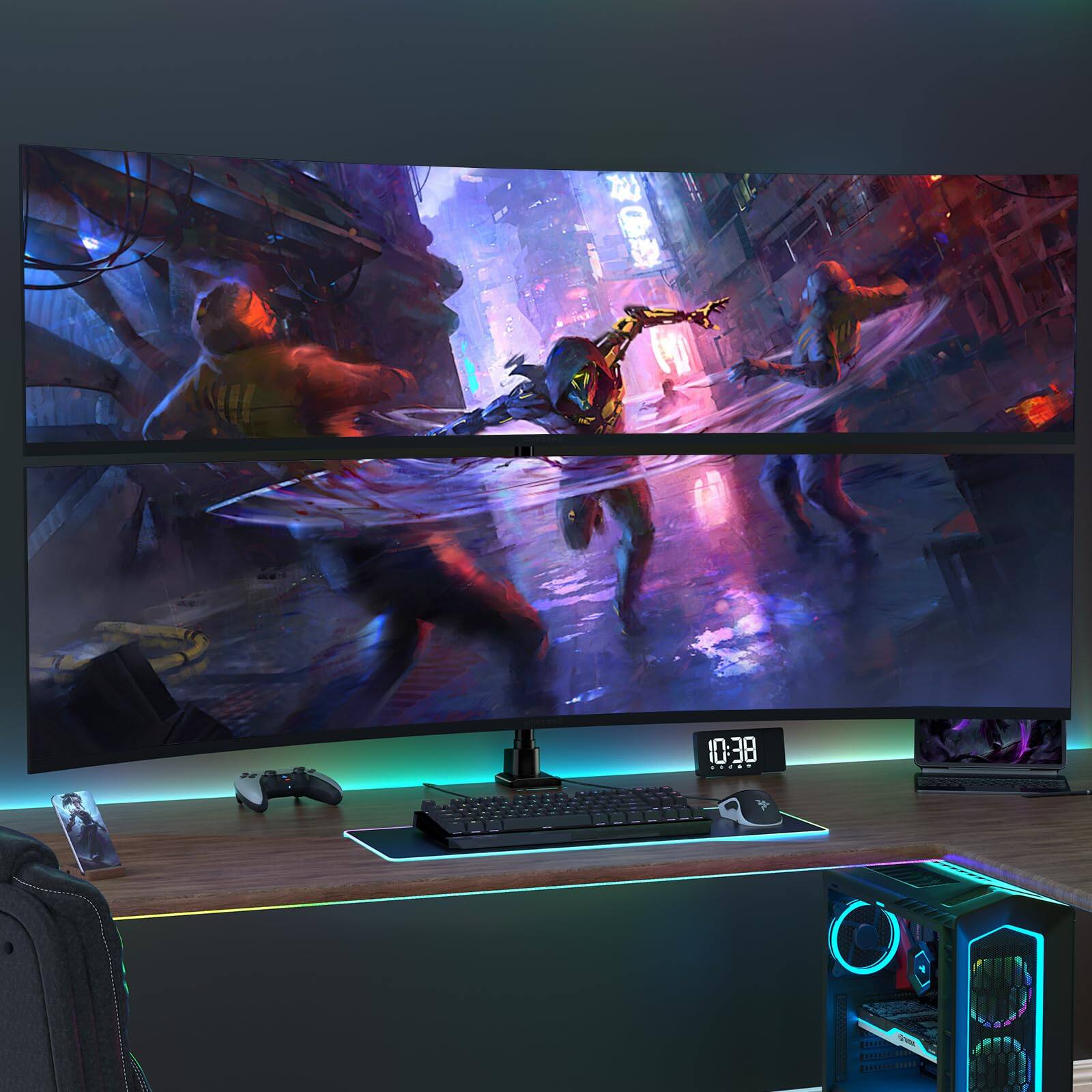 Alt View 8. Hanke - Dual Monitor-arm Ultrawide Heavy Duty - 24- Vertical Monitor Mount Adjustable Stacked Double Desk Stand Max... - White.