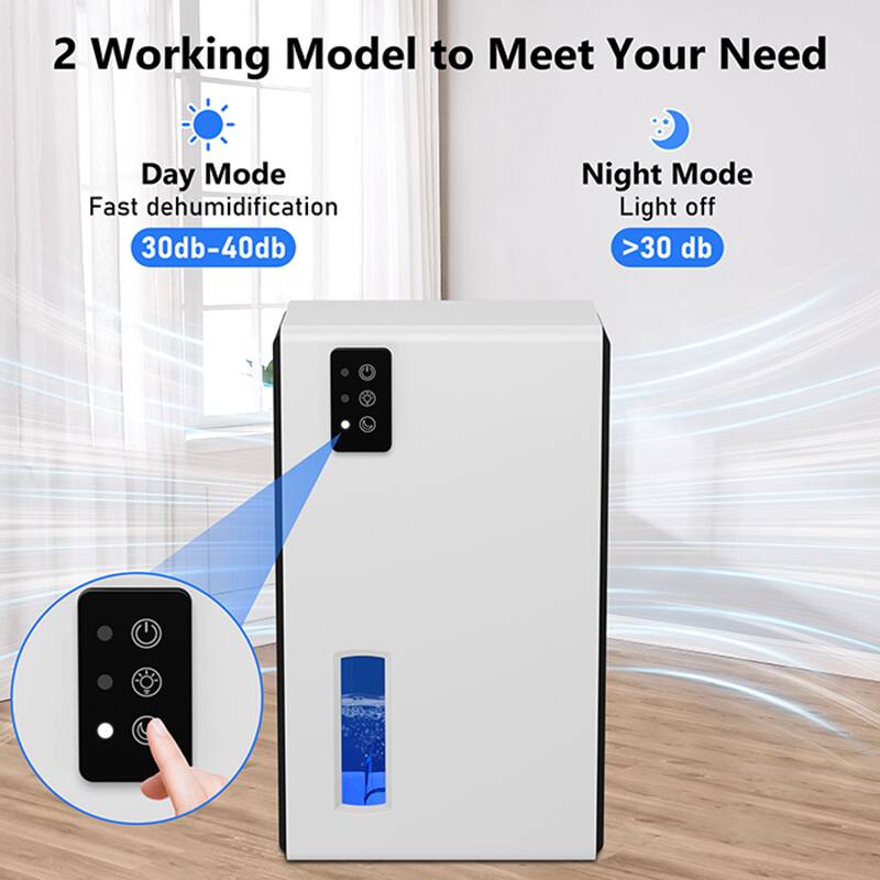 2 Working Model to Meet Your Need

Day Mode
Fast dehumidification
30db-40db

Night Mode
Light off
>30 db