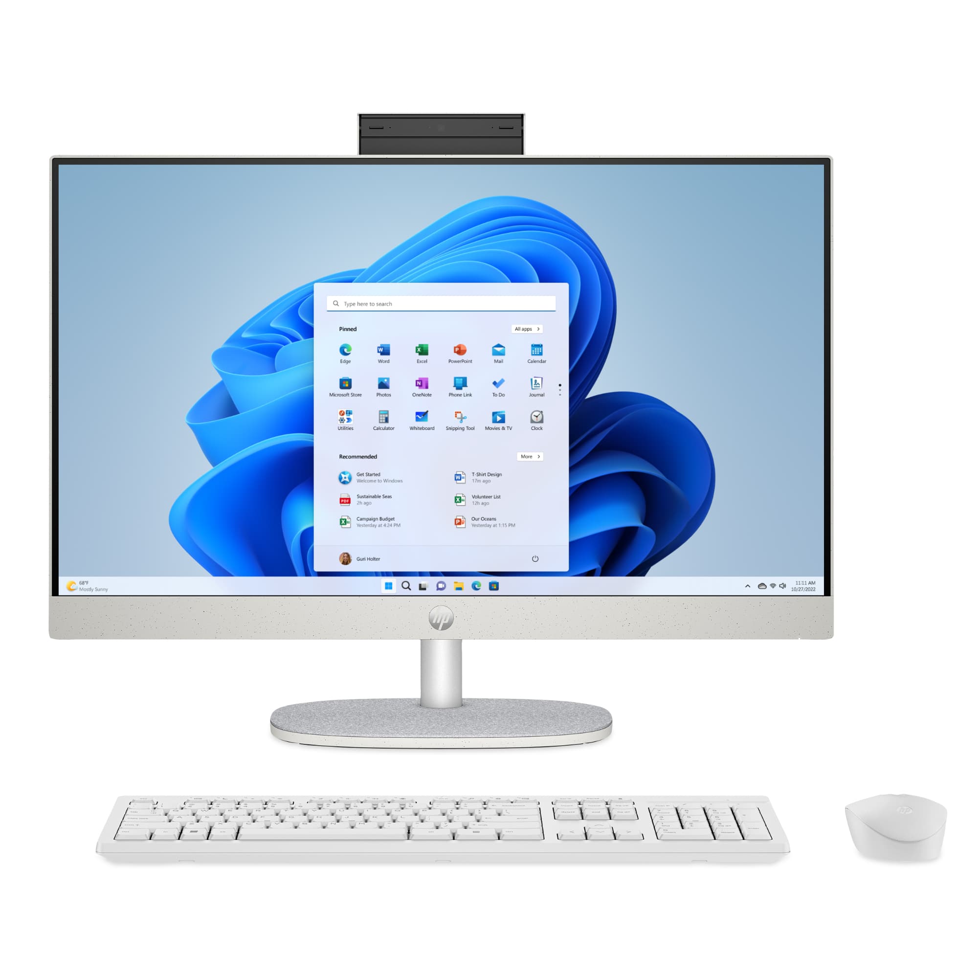 Alt View 3. HP - 23.8" Full HD Touch-Screen All-in-One with Adjustable Height - Intel Core i5 1334U 2023 - 8GB Memory - 512GB SSD - Shell White.