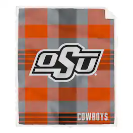 Pegasus - Oklahoma State Cowboys 60" x 70" Plaid Steel Royal Plush Sherpa Blanket - Multicolor