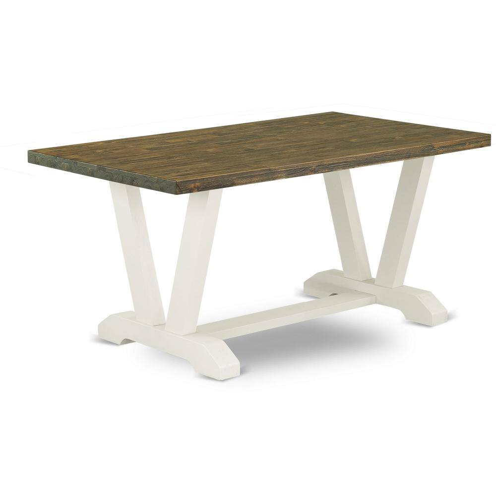 Angle. East West Furniture - East West Furniture V076AB264-7 7-Piece Modern Rectangular Dining Room Table Set an Outstanding Distressed Jacobean - Multi-Color.