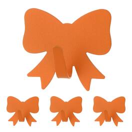 Unique Bargains - 4pcs Bow Knot Decorative Metal Self-Adhesive Wall Hooks Heavy Duty for Bathroom Kitchen Home Office Hanging Keys Coats - Orange