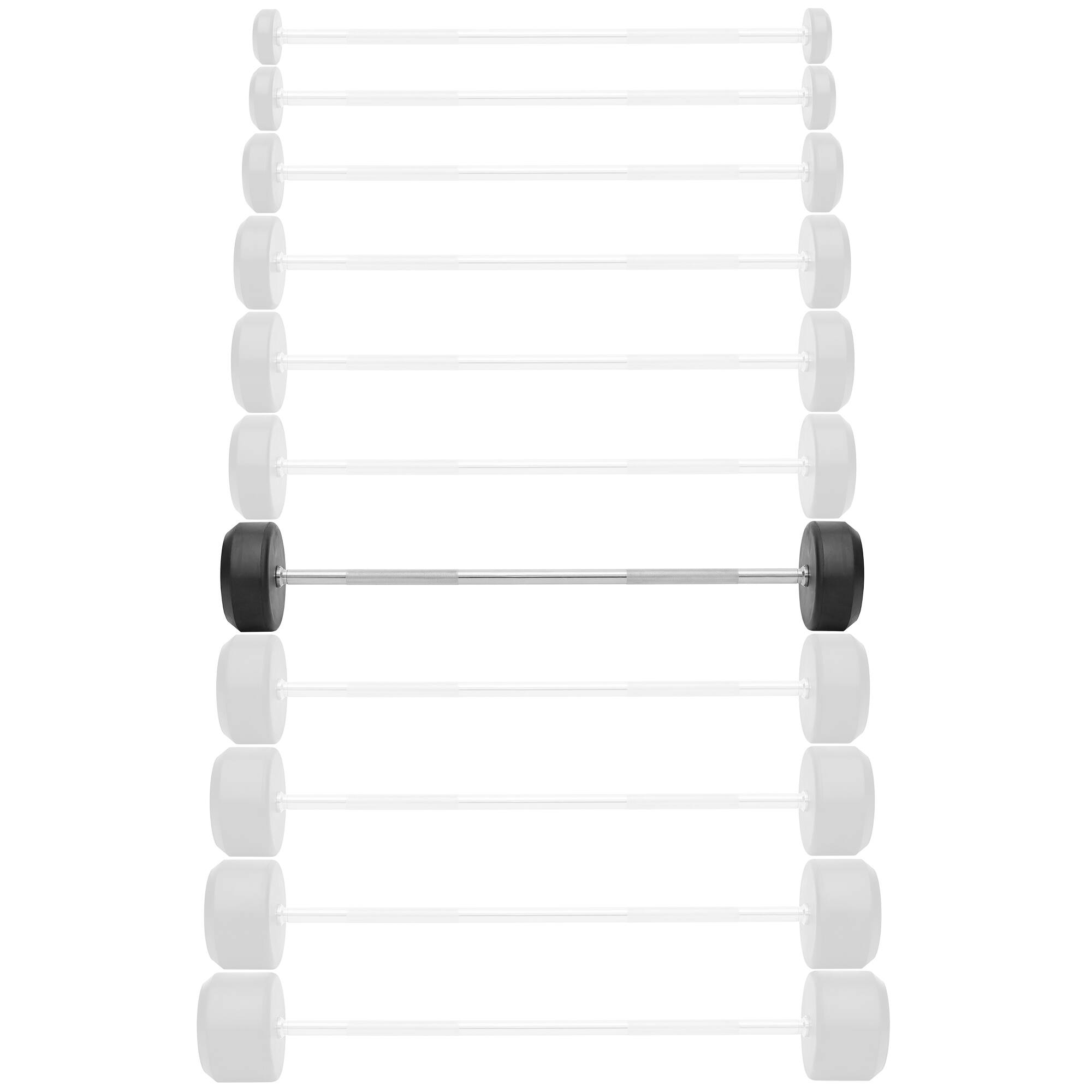 Alt View 1. Philosophy Gym - Rubber Fixed Barbell - Pre-Loaded Weight Straight Bar Weightlifting - Black.