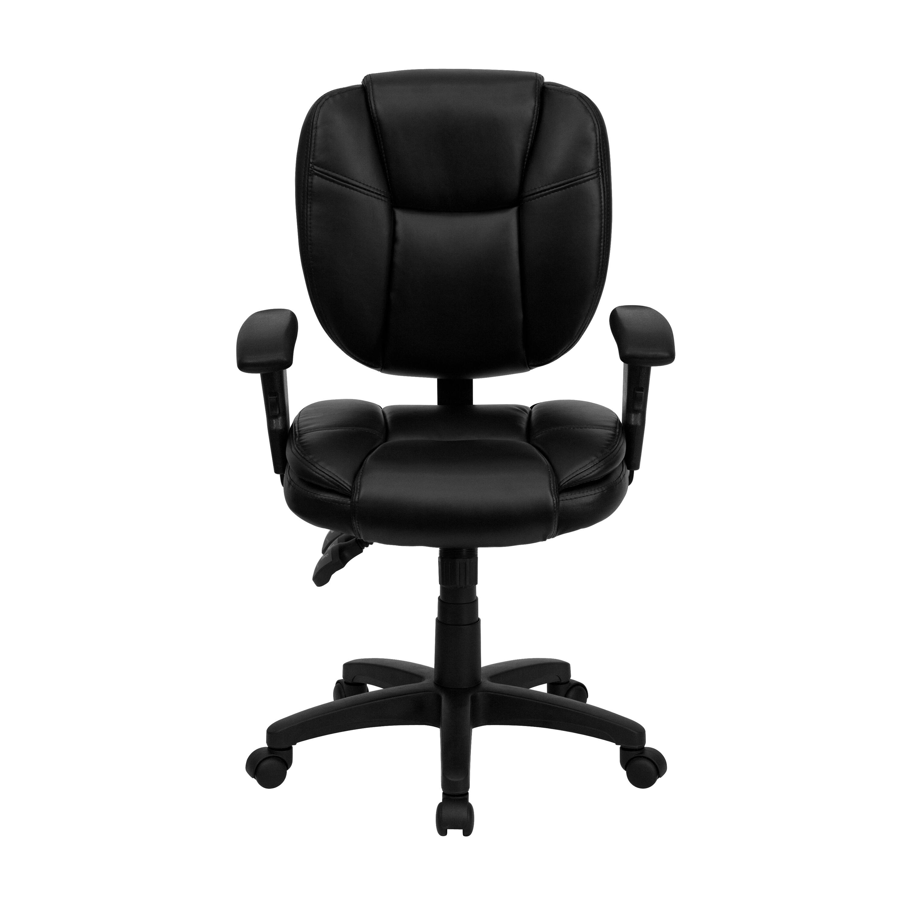 Alt View 4. Emma + Oliver - Mid-Back Multifunction Pillow Top Swivel Ergonomic Task Office Chair with Arms - Black LeatherSoft.