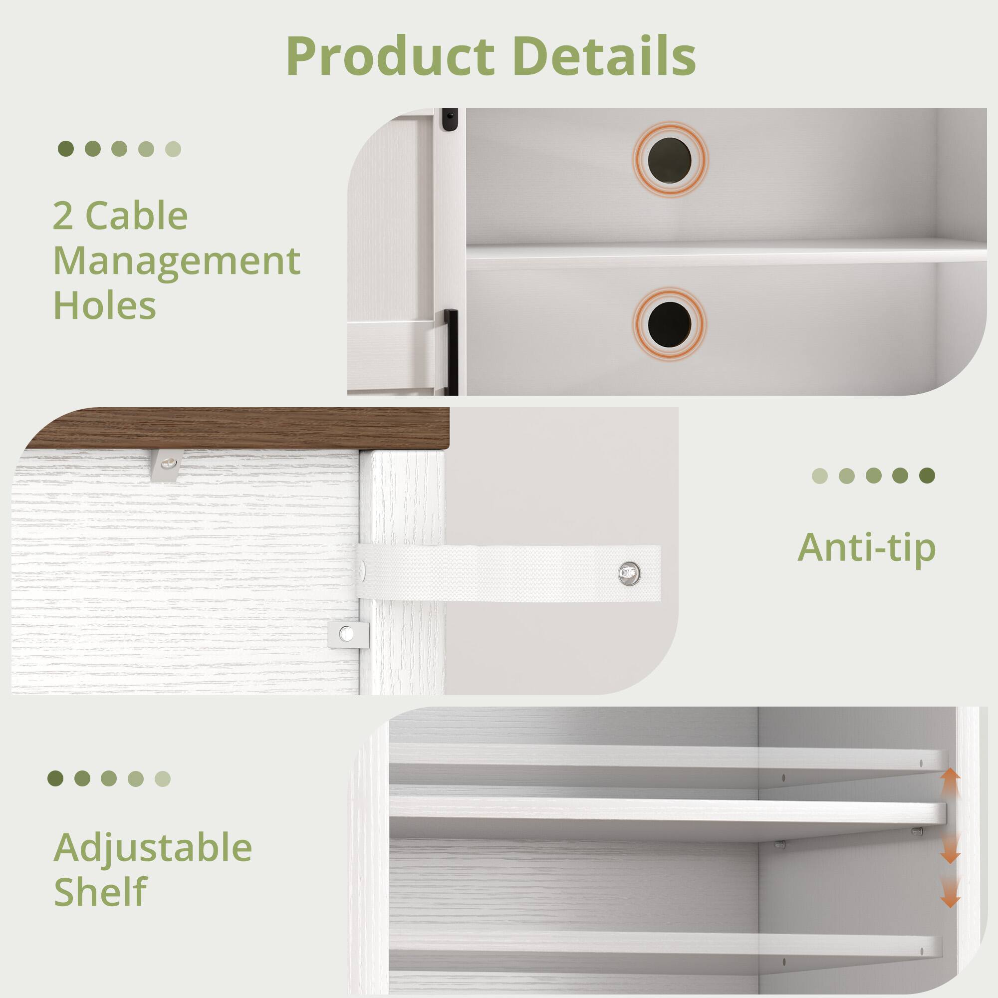 Product Details

- 2 Cable Management Holes
- Anti-tip
- Adjustable Shelf