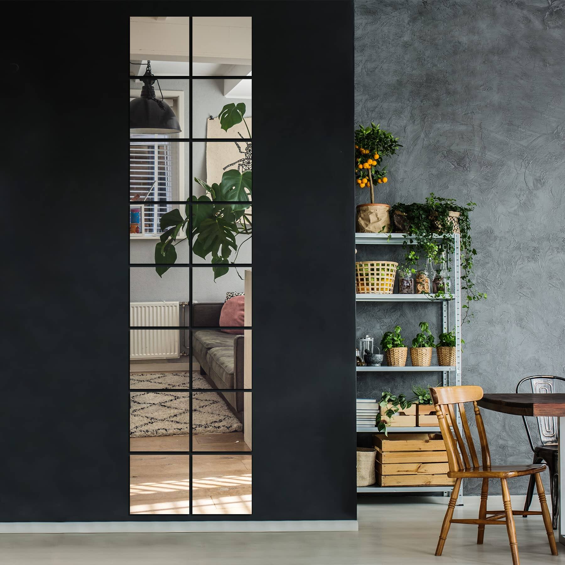 Back. Cedar Assembly - Home Gym Mirrors 12'' X Glass Mirror Tiles Square Wall For Bedroom Door Bathroom Frameless Sets HD - Frameless-12'' x 12'' x4PCS.