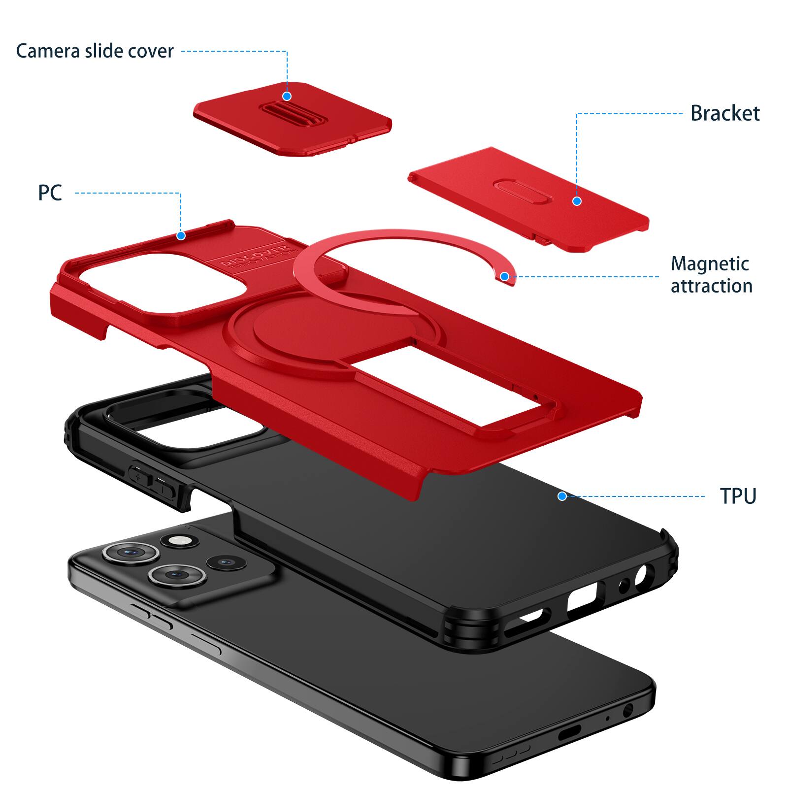 Camera slide cover  
Bracket  
PC  
Magnetic attraction  
TPU