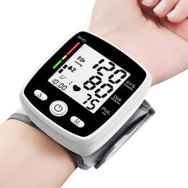 Dazzed Corner - Digital Wrist Blood Pressure Monitor with 2 Users, Voice, LCD, USB Charging - White