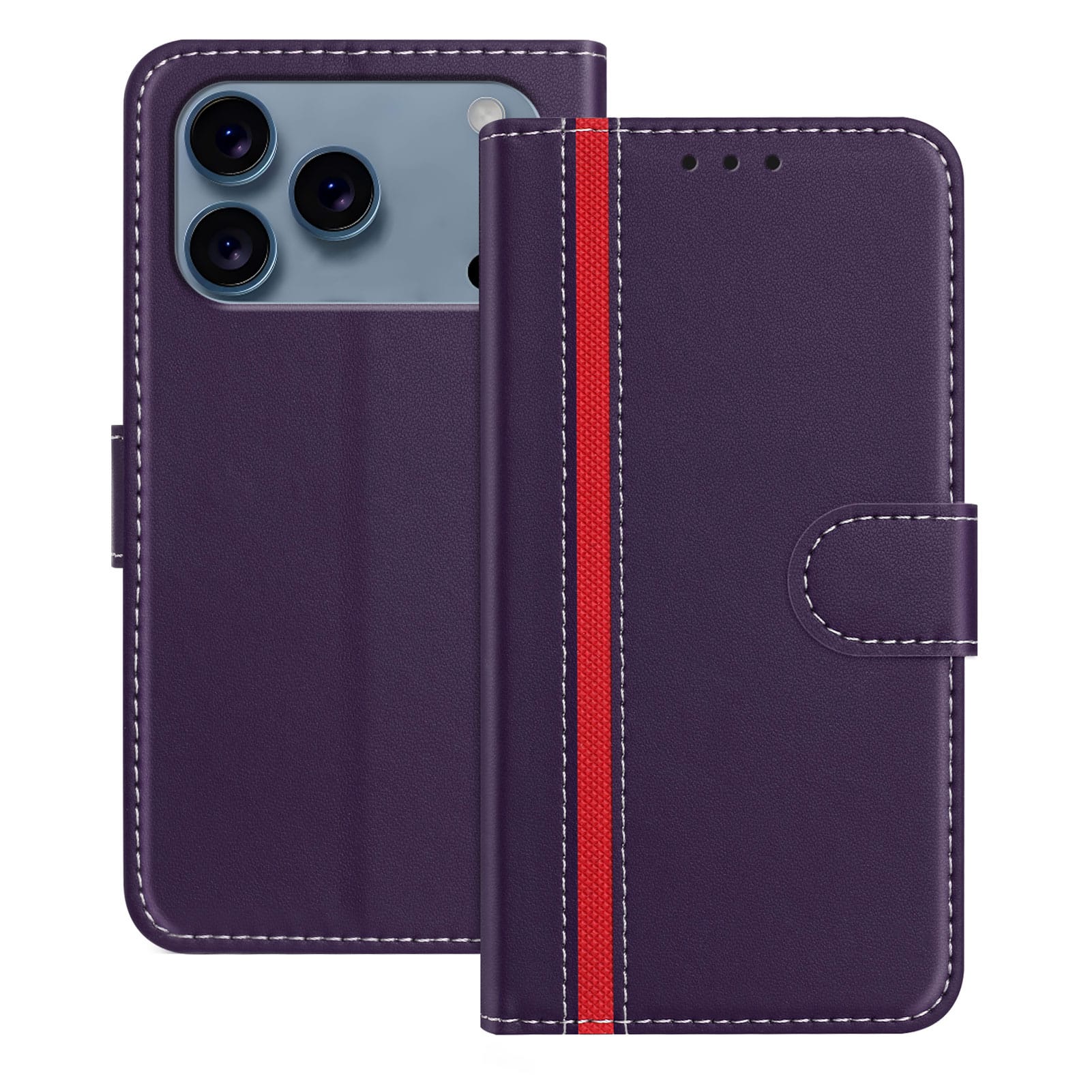 Dteck - Slim Card Holder Case for Apple iPhone 17 Pro Max,PU Leather Magnetic Closure Shockproof TPU Inner Flip Wallet Cover - Purple price history on PriceWatchPro