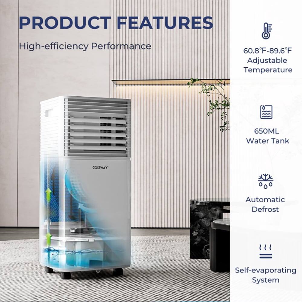 PRODUCT FEATURES

- High-efficiency Performance
- 60.8°F-89.6°F Adjustable Temperature
- 650ML Water Tank
- Automatic Defrost
- Self-evaporating System