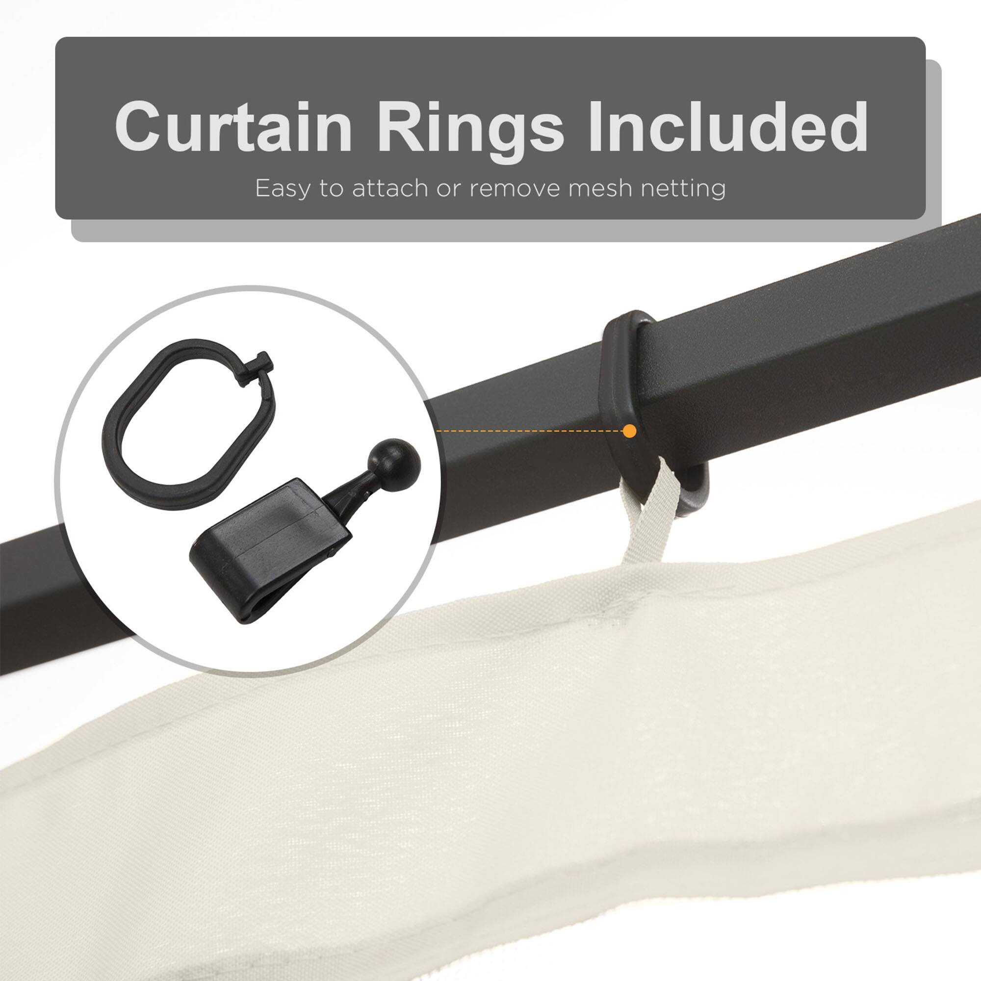 Curtain Rings Included
Easy to attach or remove mesh netting