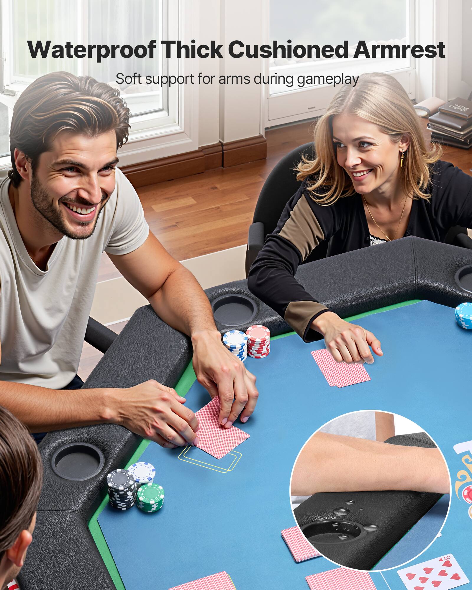 Waterproof Thick Cushioned Armrest  
Soft support for arms during gameplay