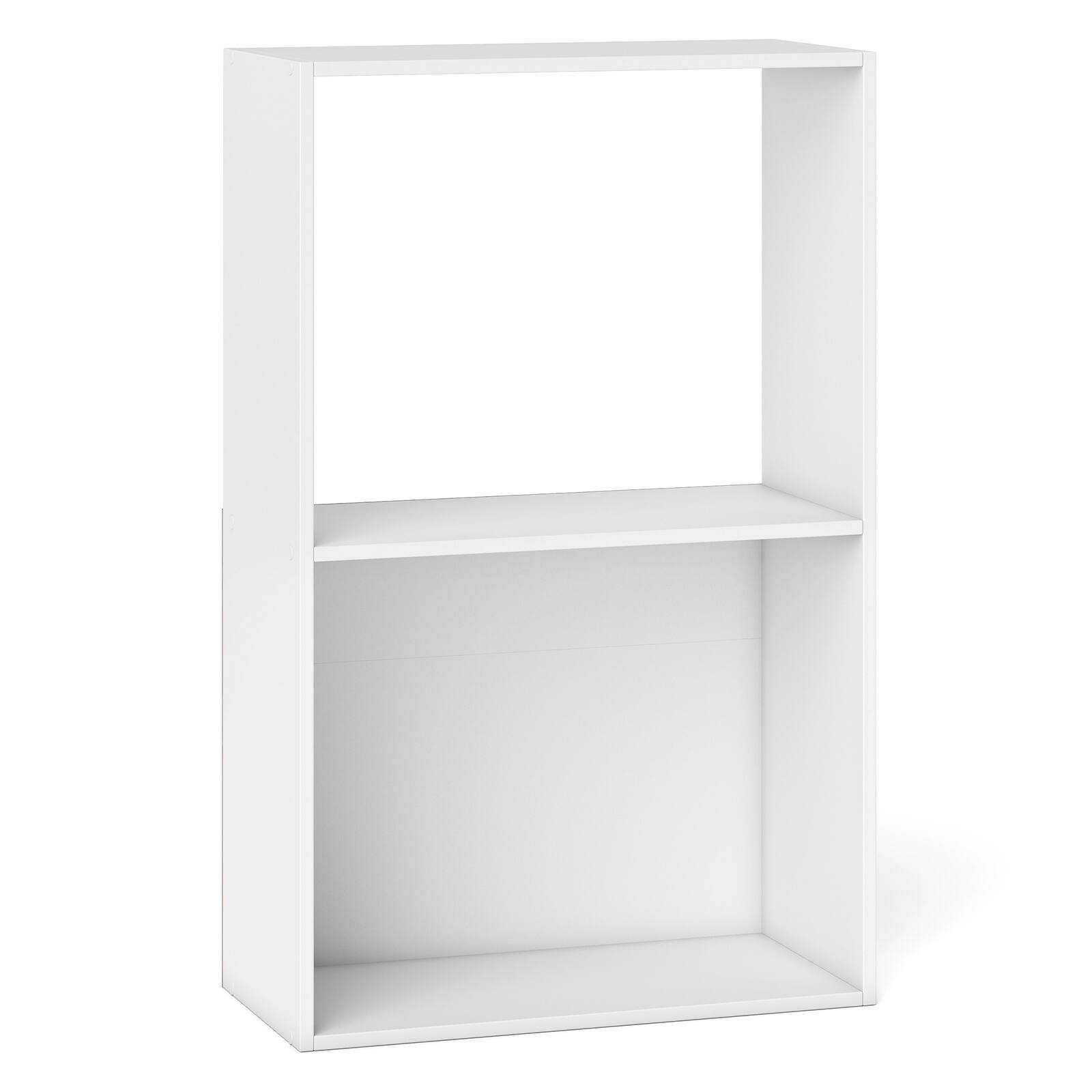 Alt View 9. Costway - Costway 1 PCS 3-Tier Bookshelf, 2-Cube Bookcase with Open Storage Compartment, Anti-Toppling Kit - White.