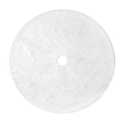 Front. MOVSSOU - Christmas Tree Skirt Plush Collar Xmas Tree Skirt Christmas Decorations Holiday Tree Ornaments Tree Decoration - white.