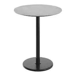 Emma + Oliver - PureShield Tabletop with Seam-Free Surface Innovation and Bar Height Round Base - Gray Faux Concrete/Black Base