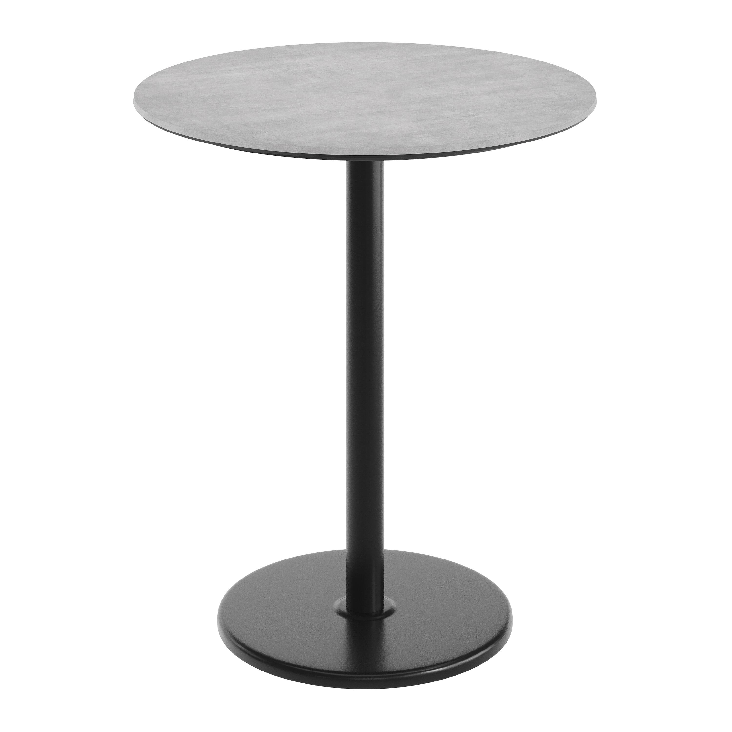 Front. Emma + Oliver - PureShield Tabletop with Seam-Free Surface Innovation and Bar Height Round Base - Gray Faux Concrete/Black Base.