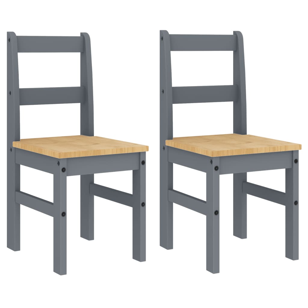 Alt View 1. Boyel Living - 15.7x18.1x35.4 in Gray Minimalist Desig Set of 2 Solid Pine Wood Dining Chairs - Gray.