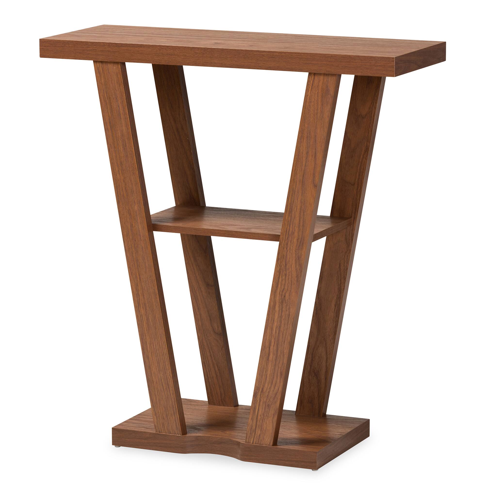 Front. Baxton Studio - Boone Modern and Contemporary Finished Wood Console Table - Walnut Brown.