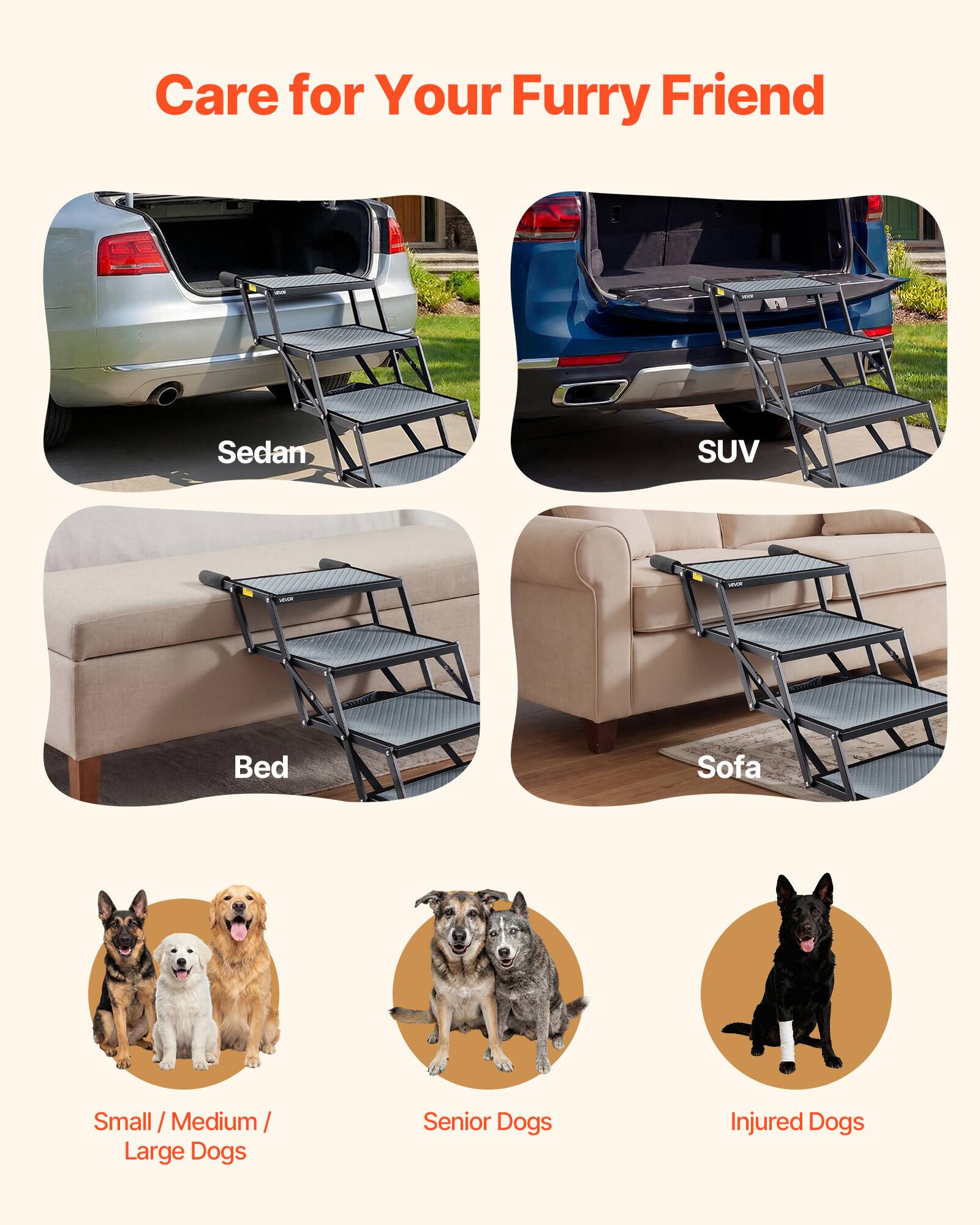 Care for Your Furry Friend

Sedan SUV - Bed Sofa

Small / Medium / Large Dogs

Senior Dogs

Injured Dogs